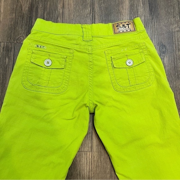 Women’s Bright Green Relax Fit Bell Bottoms Pants With Back Pockets Size EUR 42 - Picture 6 of 12